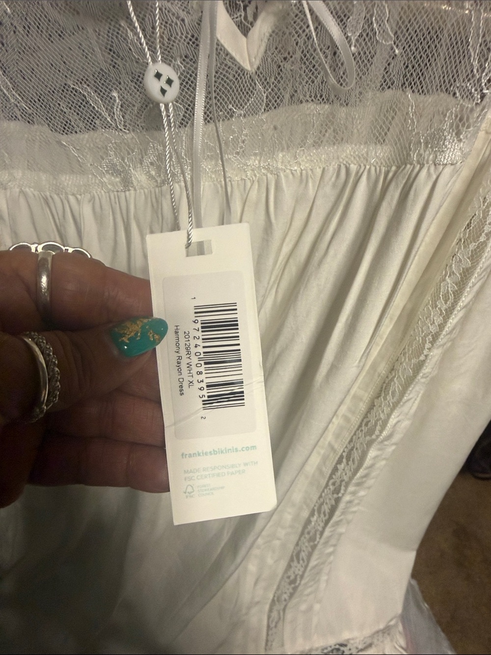 Frankie's Bikinis White Lace-Trim Chemise - Picture 5 of 6